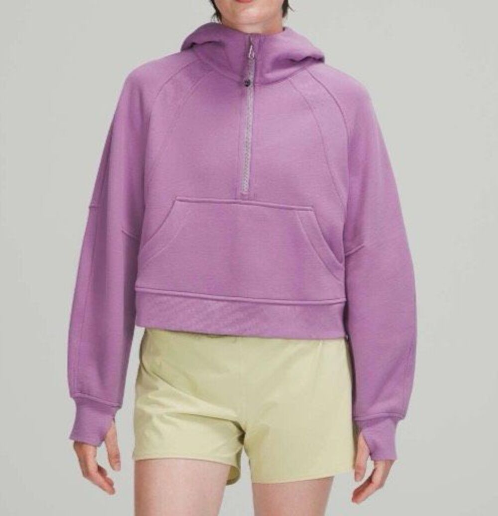 Lululemon Purple Cropped Half Zip Hoodie XS/S Oversized Scuba Style